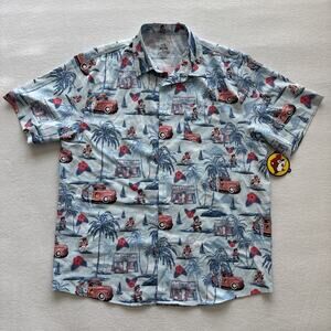 Buc-ee's Buc Truck Camper Shirt Mens 3XL Blue Tropical Hawaiian Button Down‎ NEW